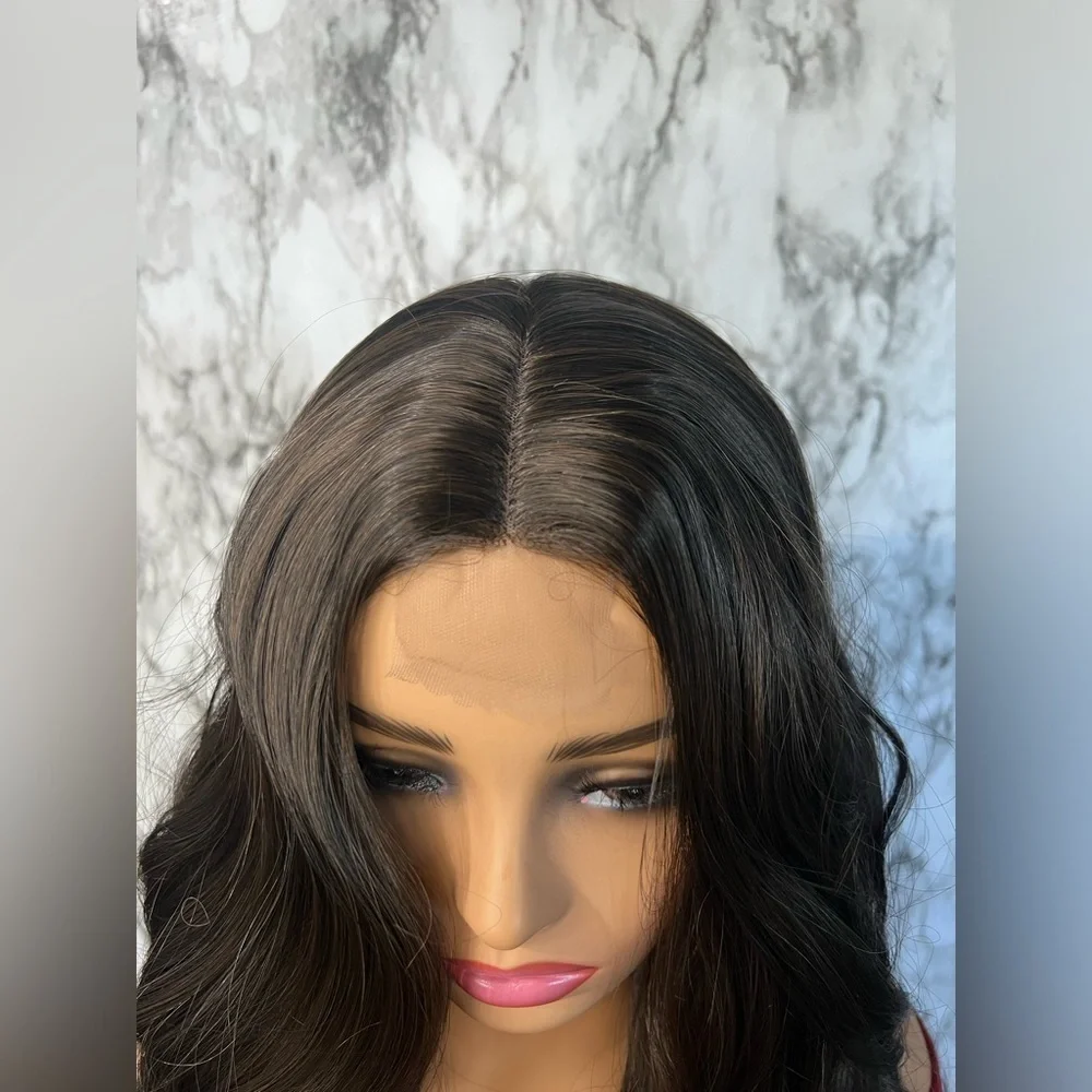 4 x 2 Front lace Closure Wavy Brown Wig  26 Inch